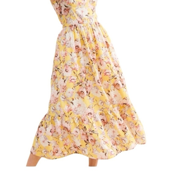 Bardot Labella Women’s Floral Halter Yellow Midi Linen Spring Summer Dress SZ S - Picture 4 of 14